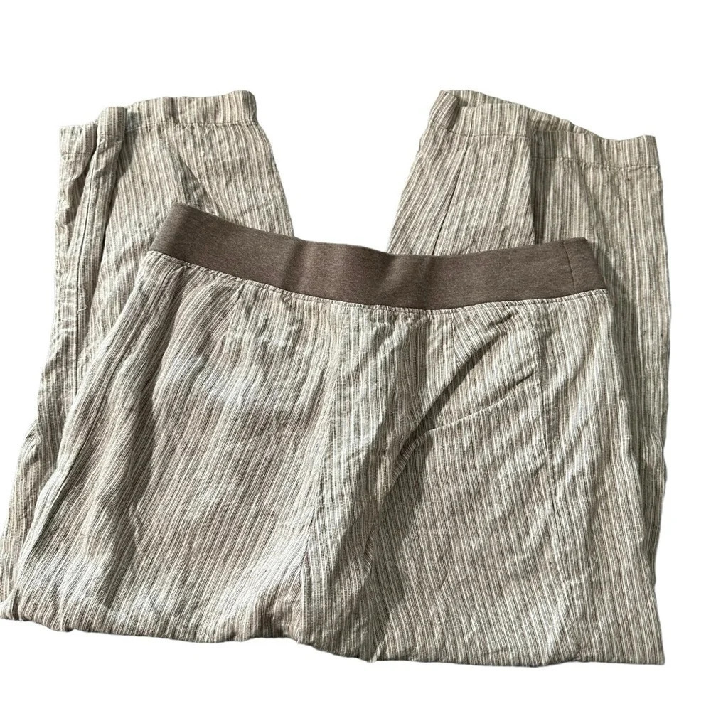 J Jill women's XS Linen striped capris pants Inseam 22", rise 9", waist 15" - Picture 2 of 3